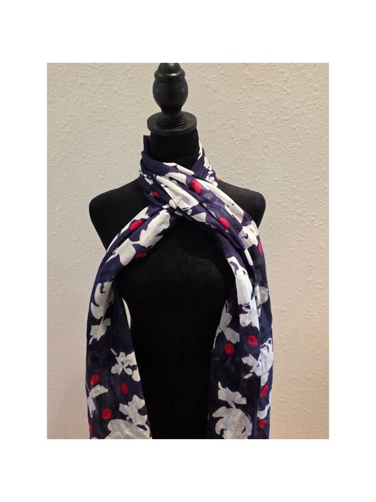 Unbranded Accessories - Women's Unbranded Navy White Floral Red Dot Scarf One Size